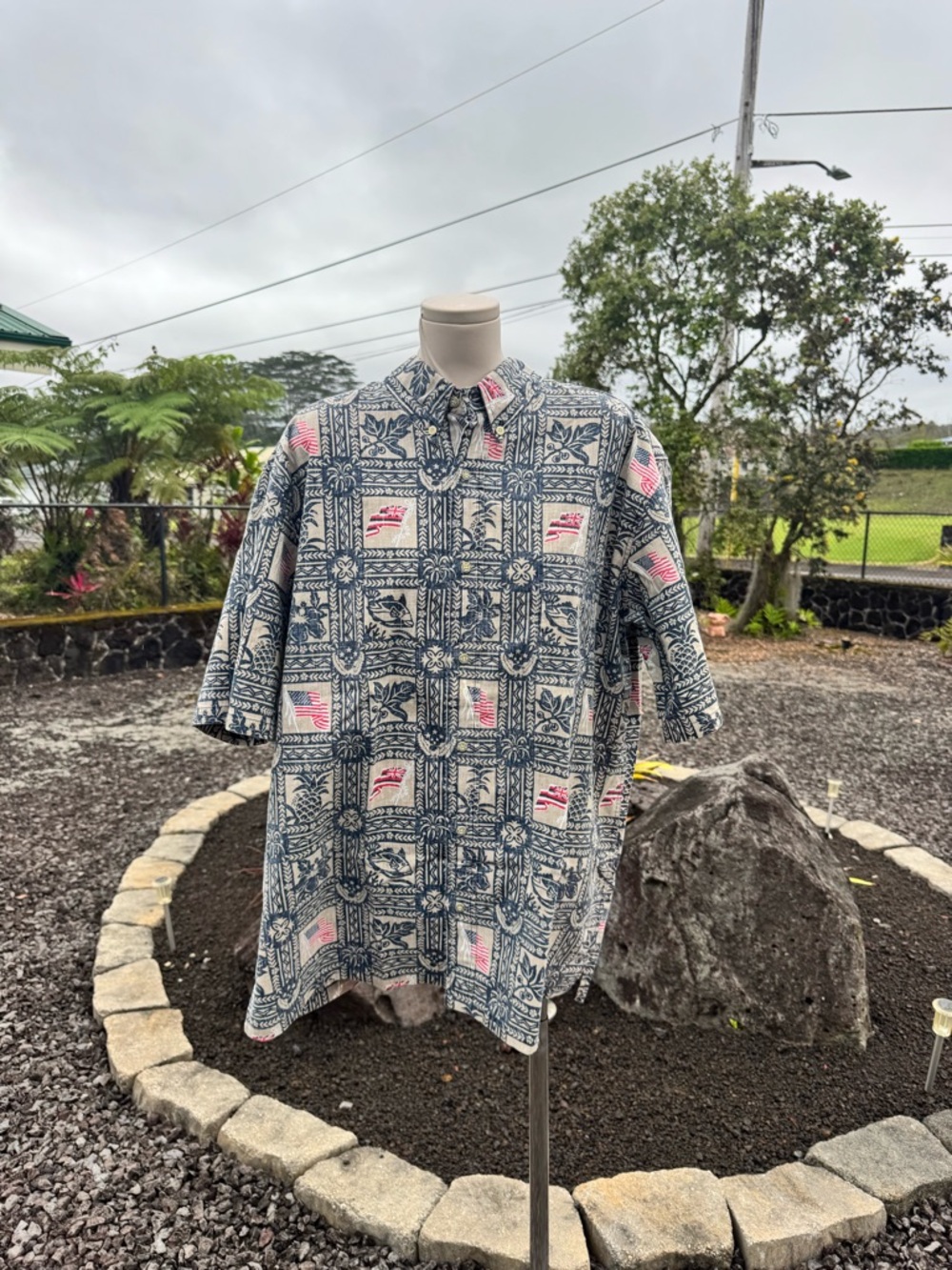 Reyn Spooner Men’s Hawaiian Shirt XL Classic Fit Aloha USA Flag Print
